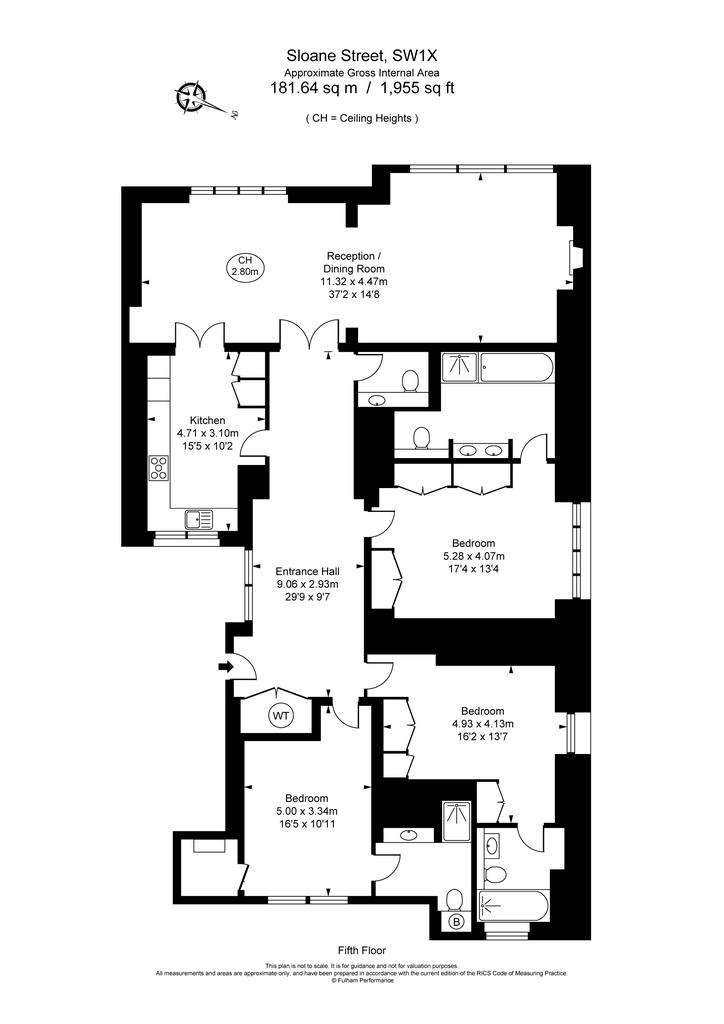 3 bedroom flat to rent - floorplan