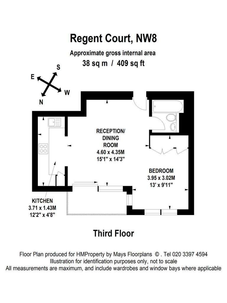 1 bedroom flat to rent - floorplan