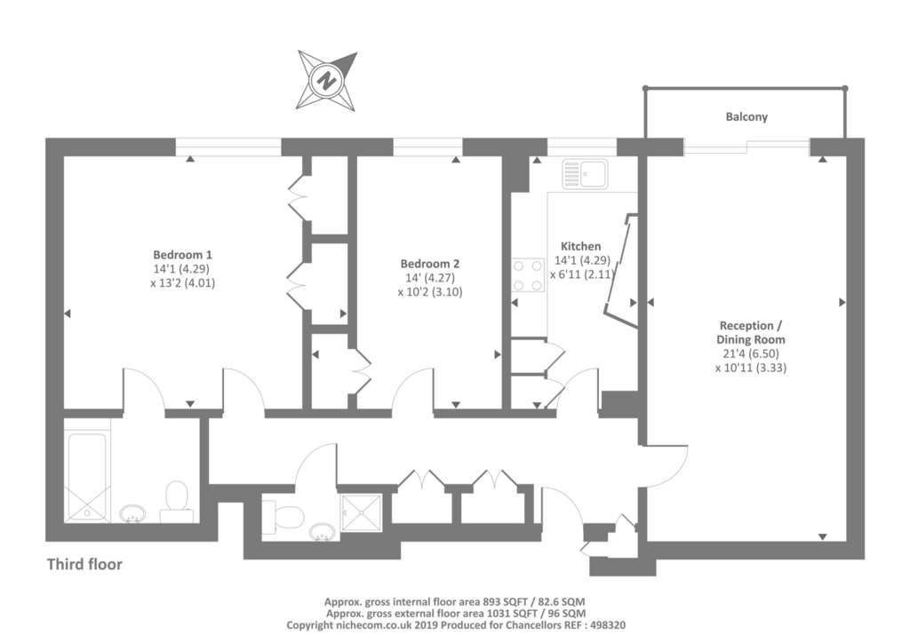 2 bedroom flat to rent - floorplan