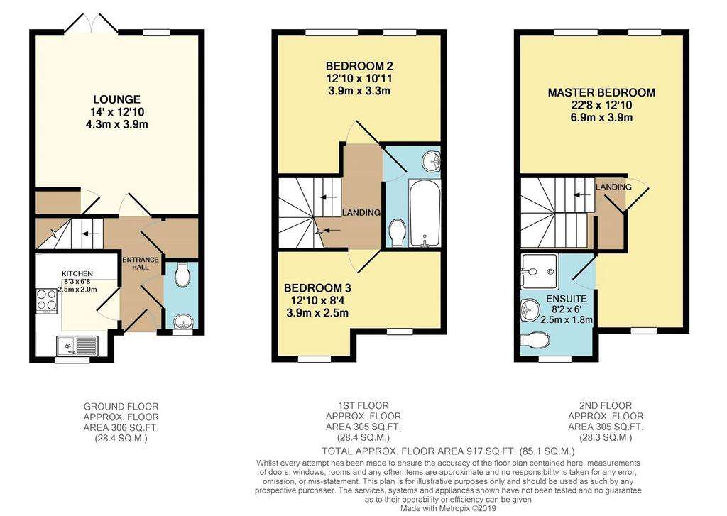 3 bedroom terraced house to rent - floorplan