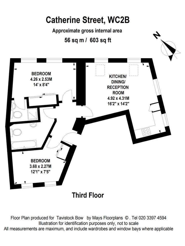 2 bedroom flat to rent - floorplan