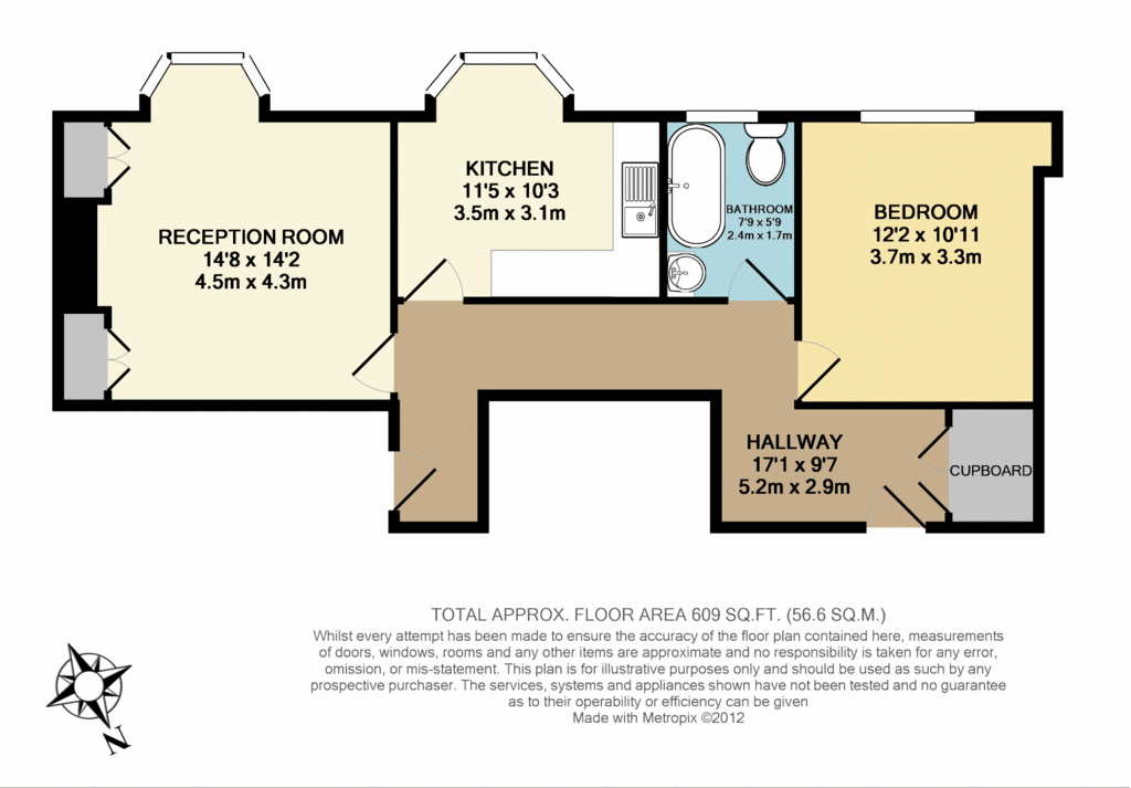 1 bedroom flat to rent - floorplan