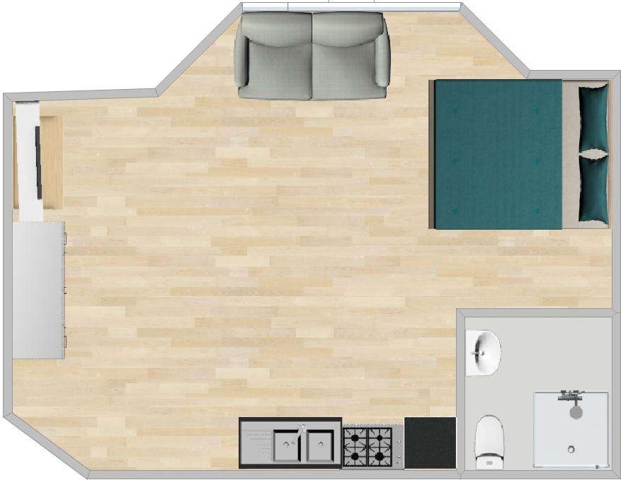 Studio flat to rent - floorplan