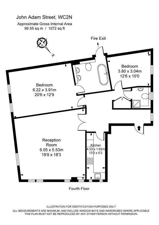 2 bedroom flat to rent - floorplan