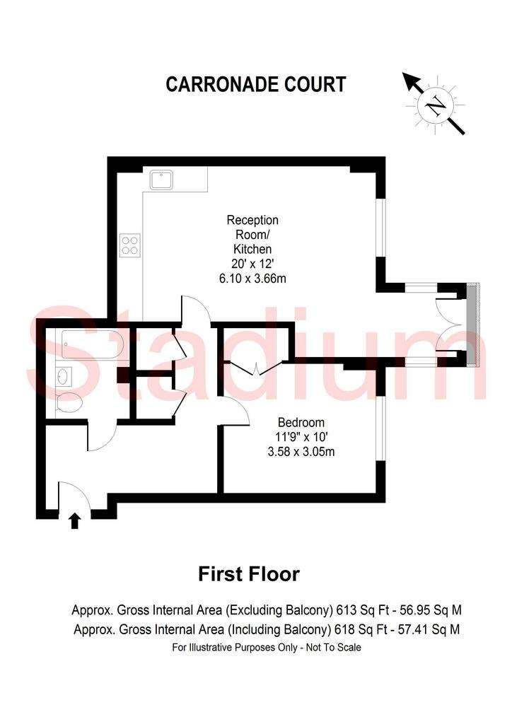 1 bedroom flat to rent - floorplan