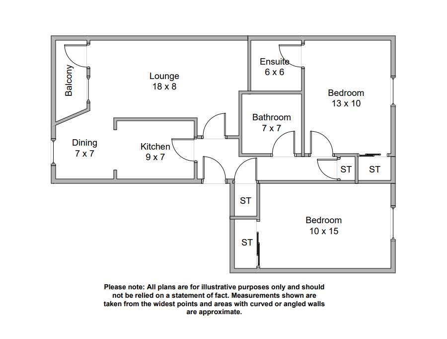 2 bedroom flat to rent - floorplan