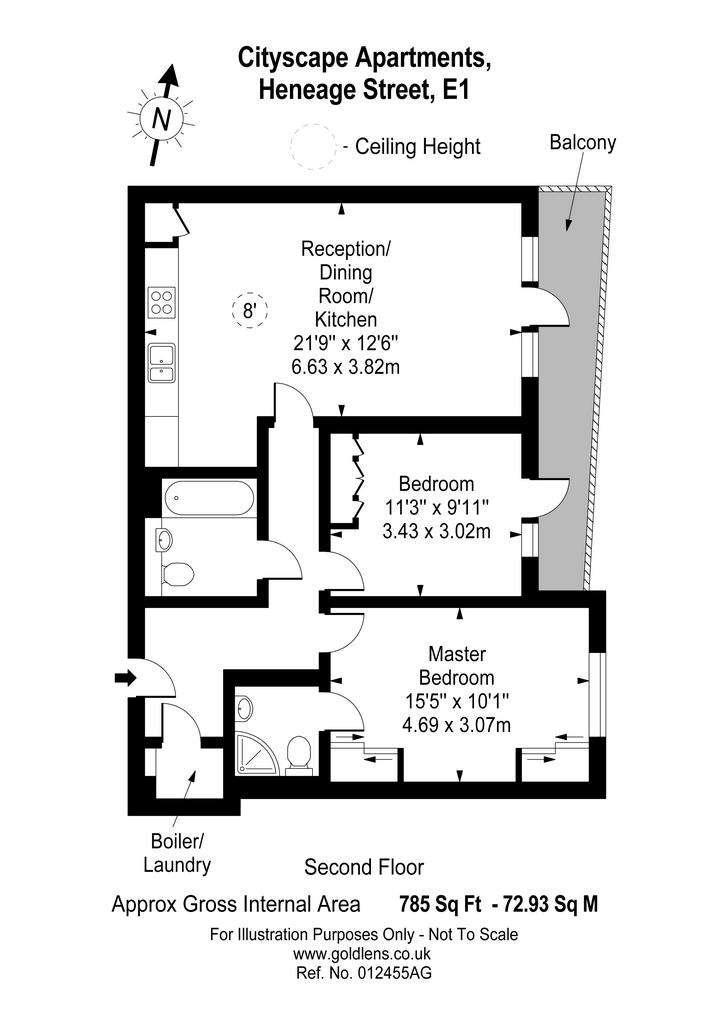 2 bedroom flat to rent - floorplan