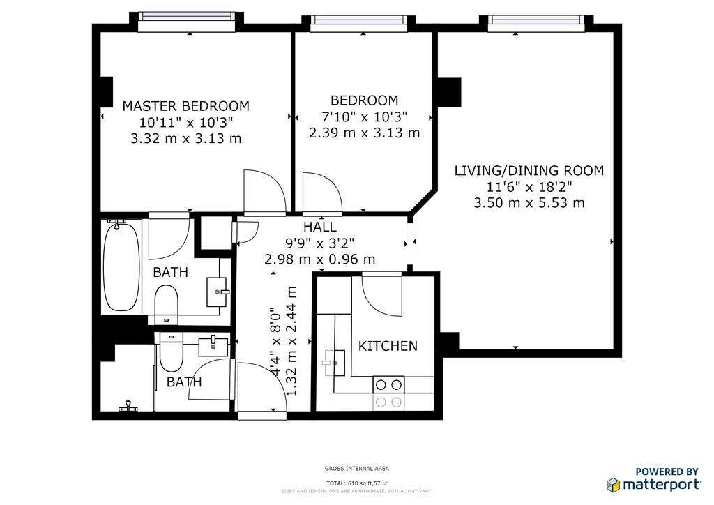 2 bedroom flat to rent - floorplan