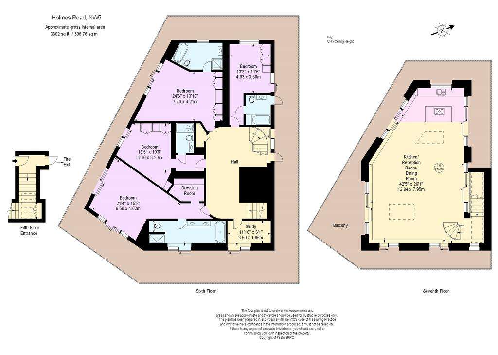 4 bedroom penthouse apartment to rent - floorplan