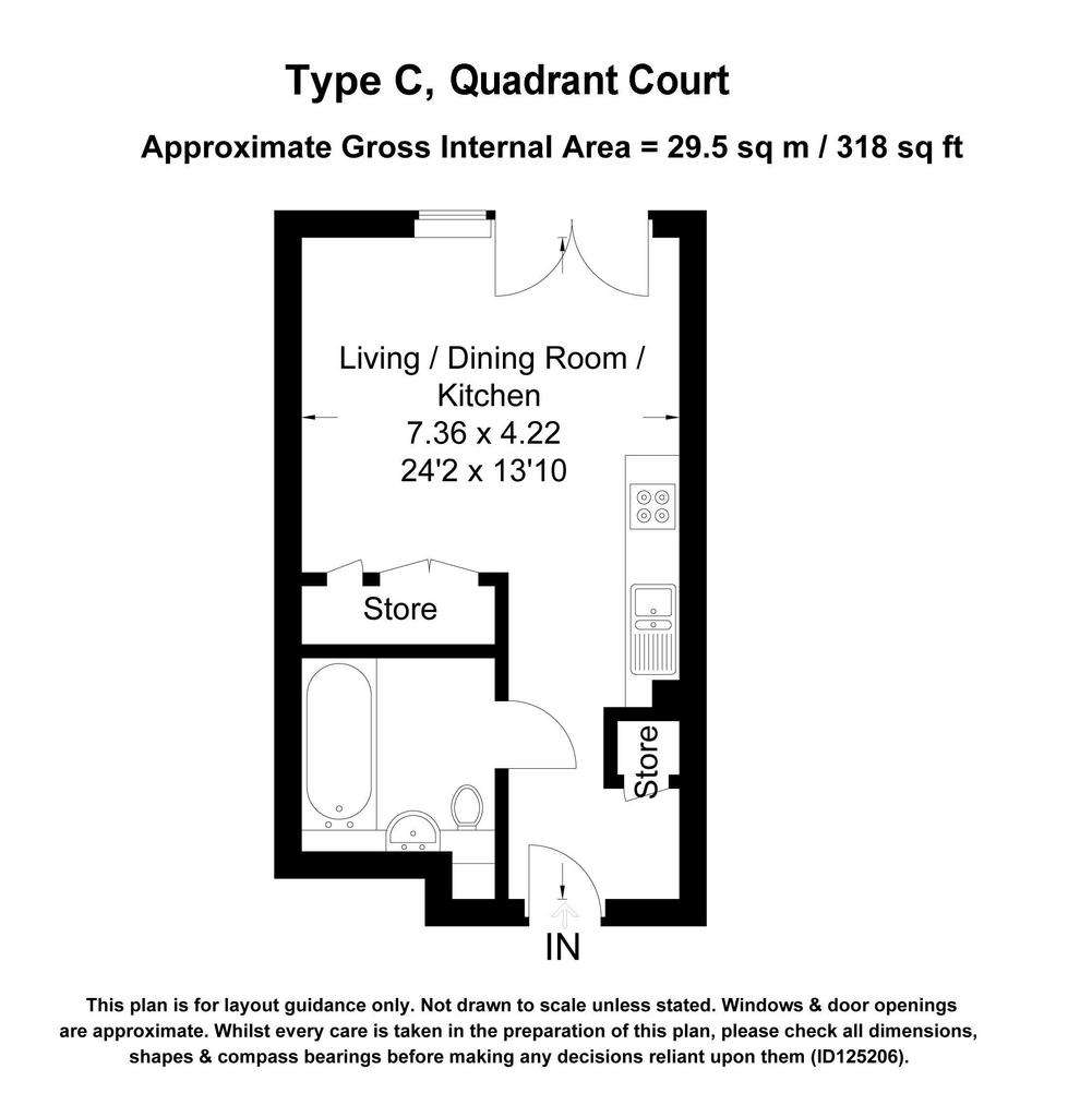 Studio flat to rent - floorplan