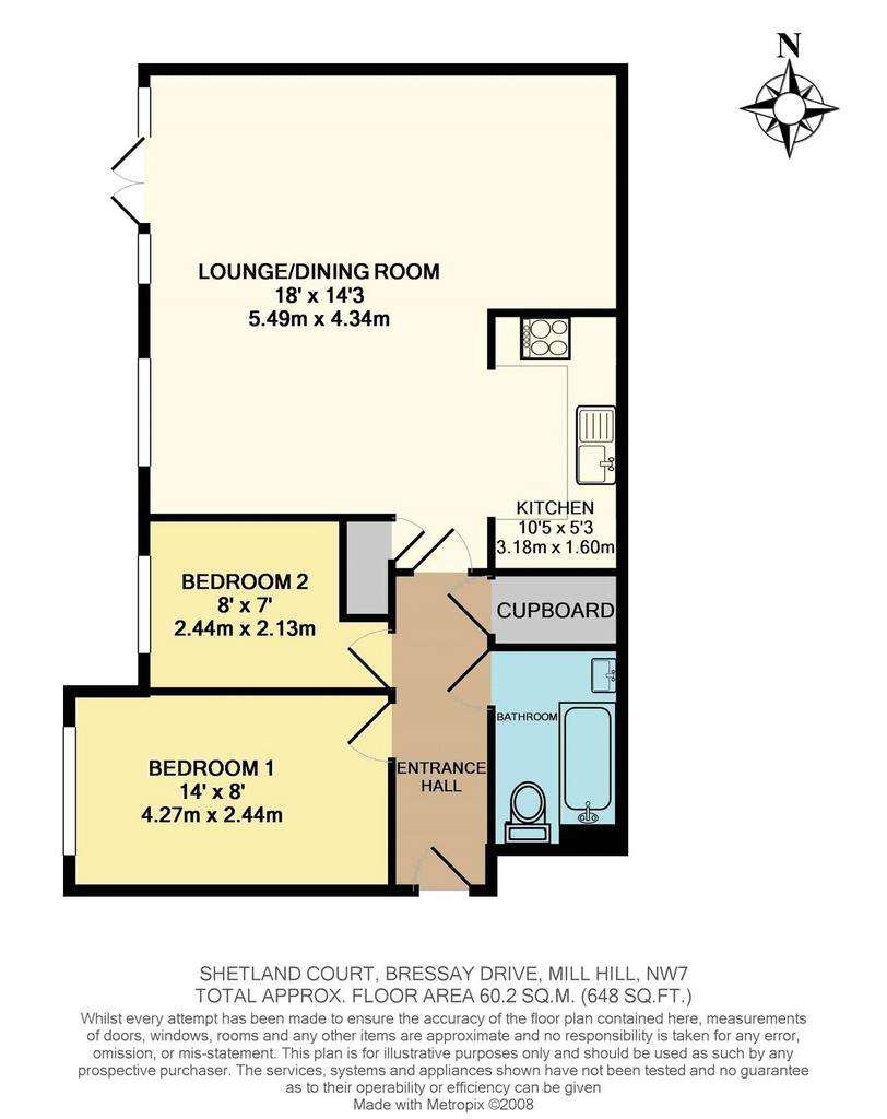 2 bedroom flat to rent - floorplan