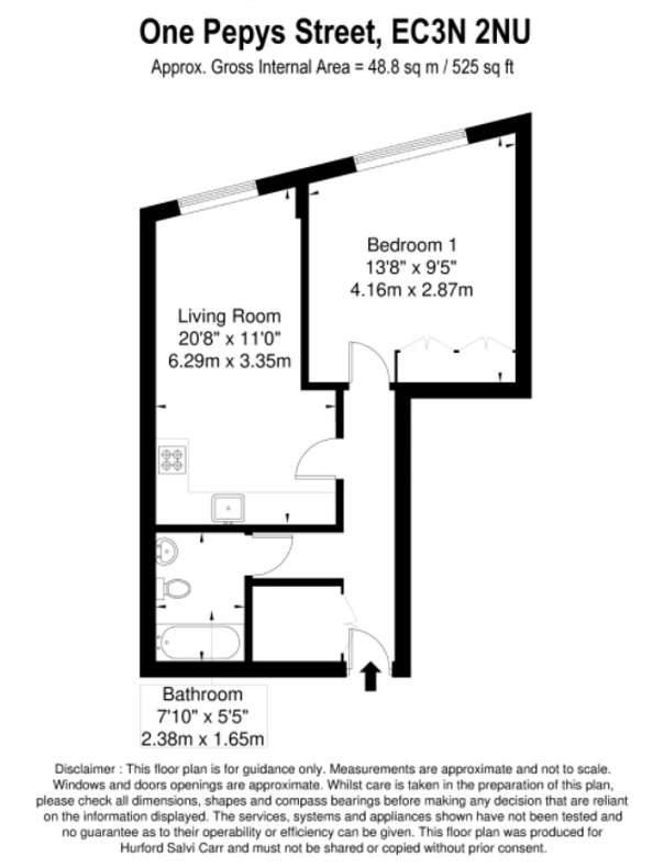 1 bedroom flat to rent - floorplan