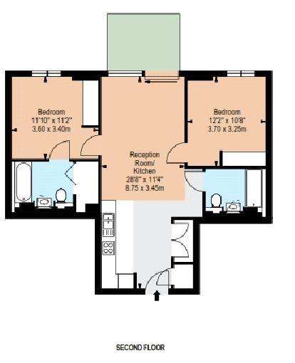 2 bedroom flat to rent - floorplan