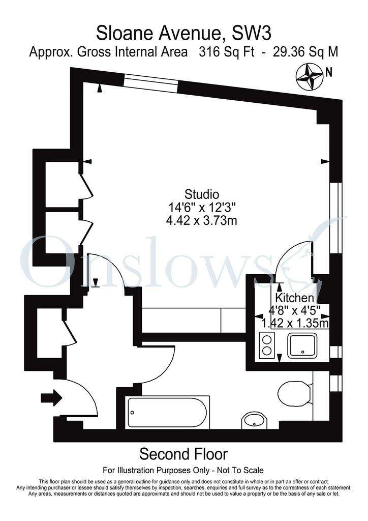 Studio flat to rent - floorplan