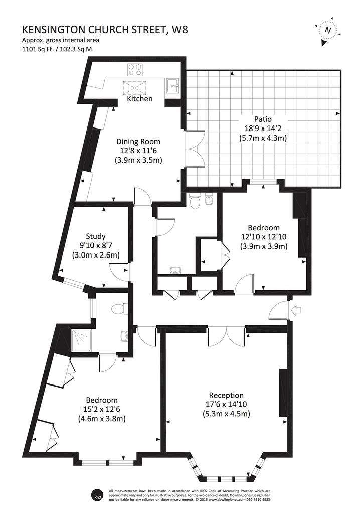 3 bedroom flat to rent - floorplan