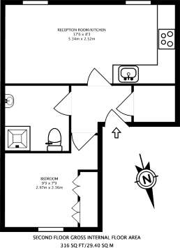 1 bedroom flat to rent - floorplan