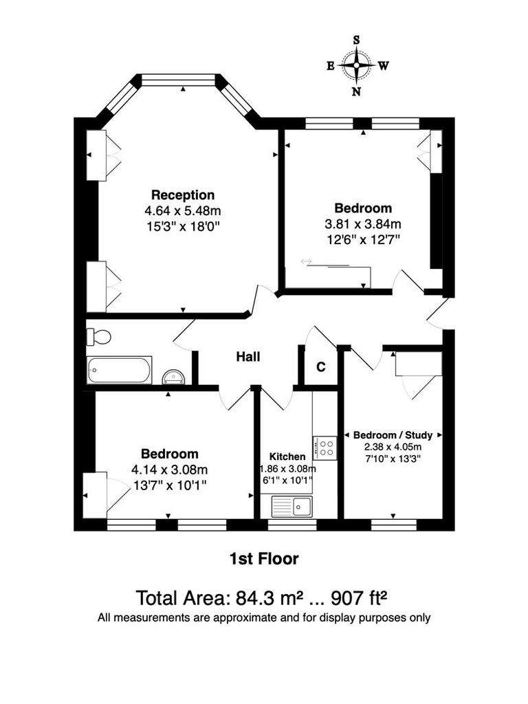 3 bedroom flat to rent - floorplan