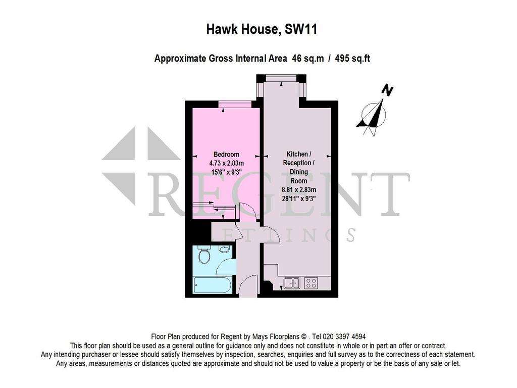 1 bedroom flat to rent - floorplan