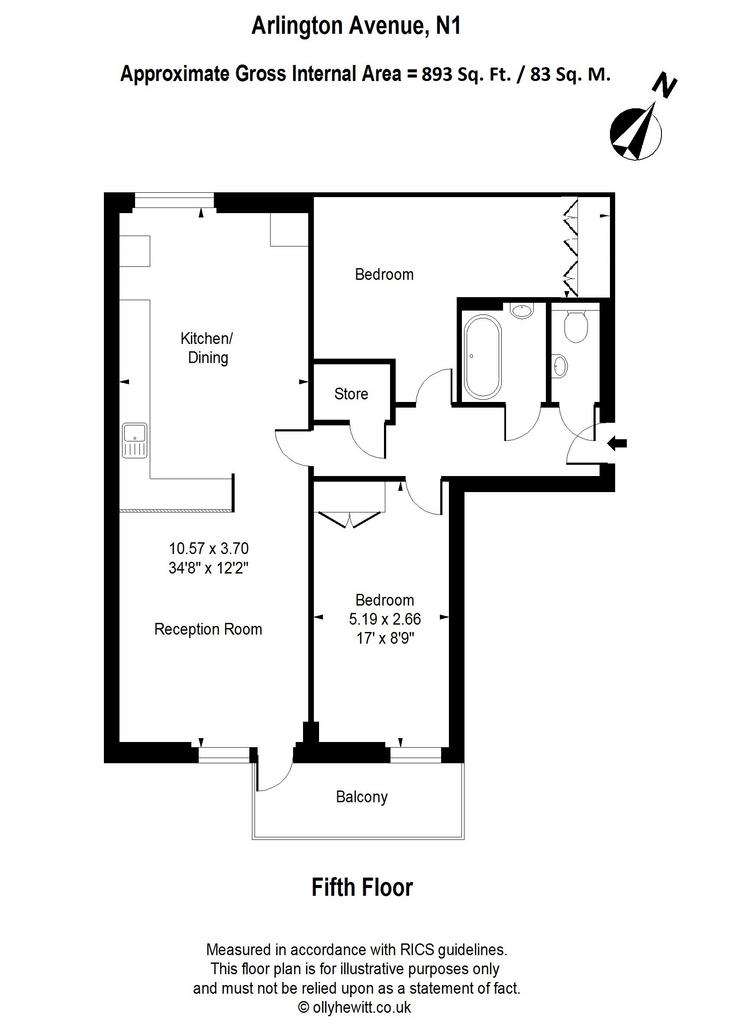 2 bedroom penthouse apartment to rent - floorplan