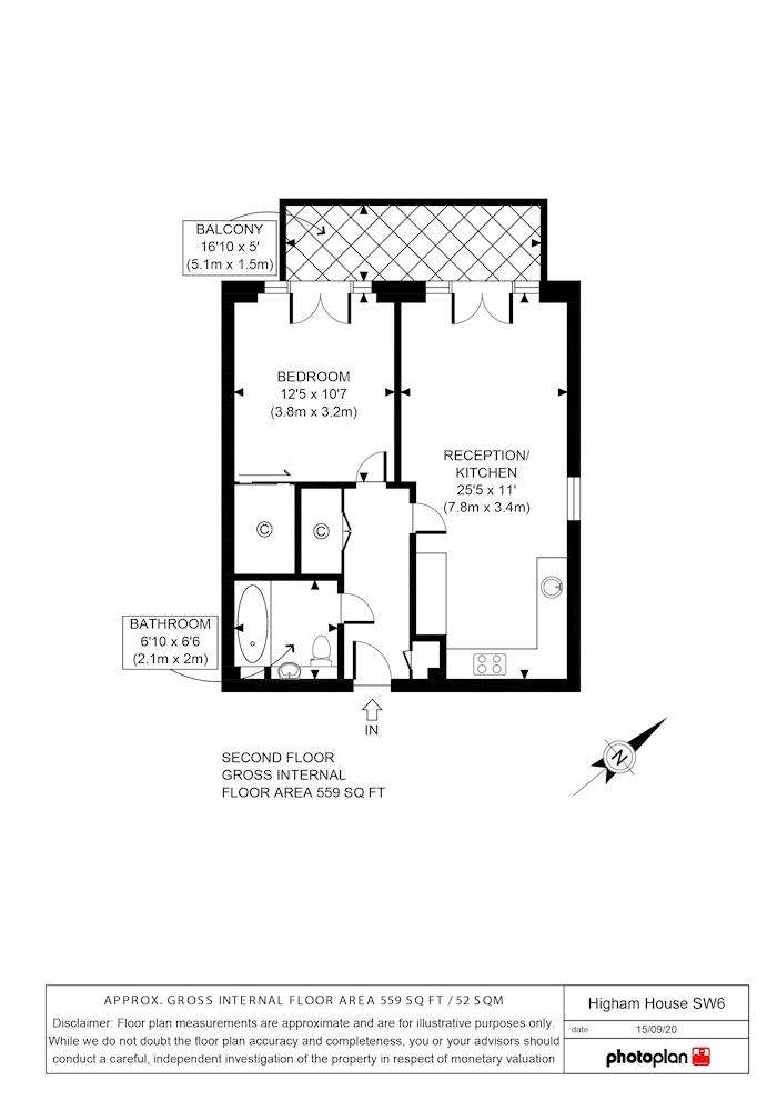 1 bedroom flat to rent - floorplan