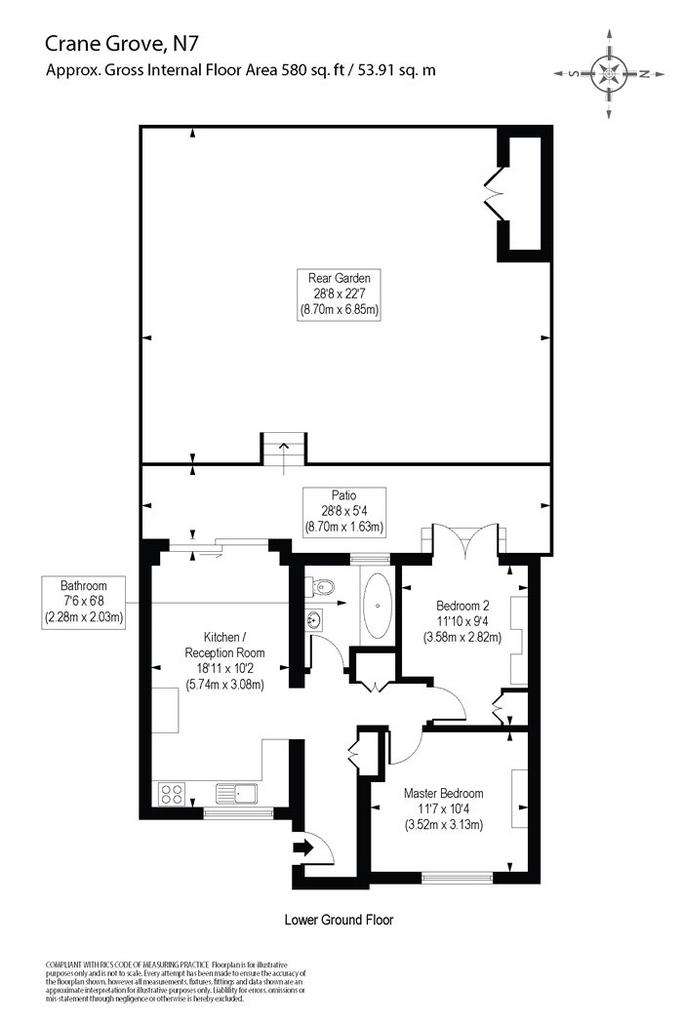 2 bedroom flat to rent - floorplan