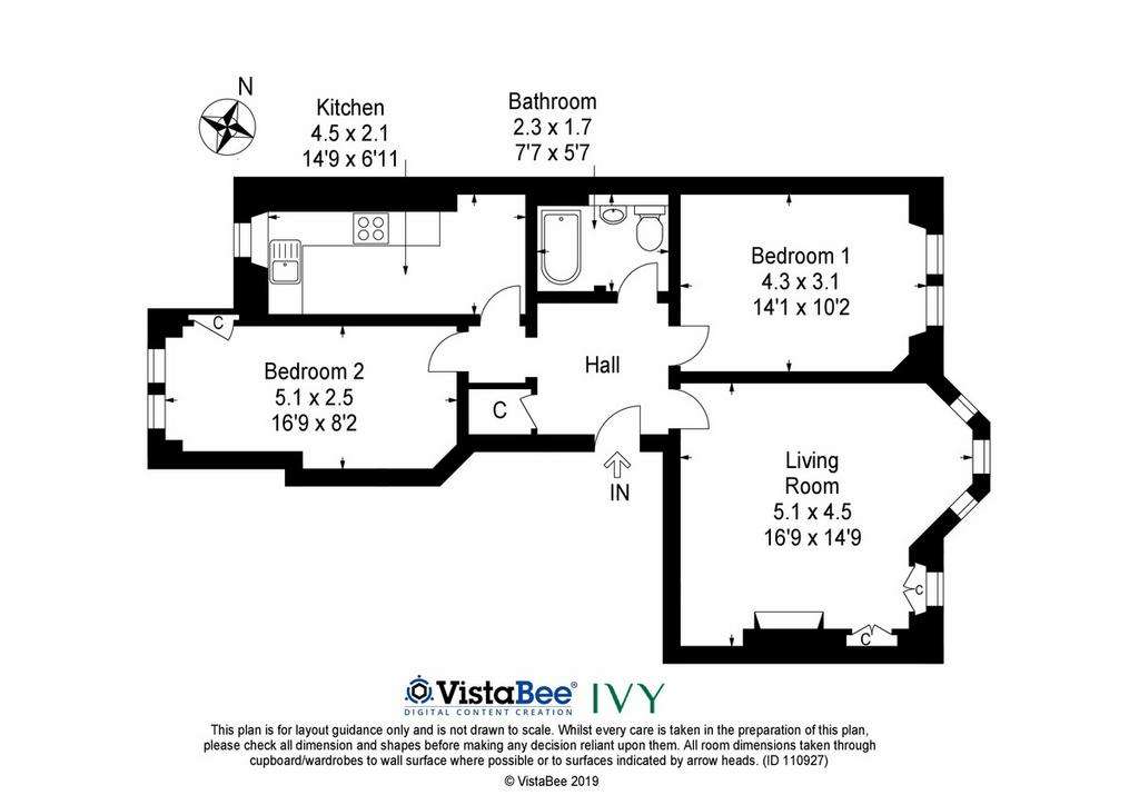 2 bedroom flat to rent - floorplan