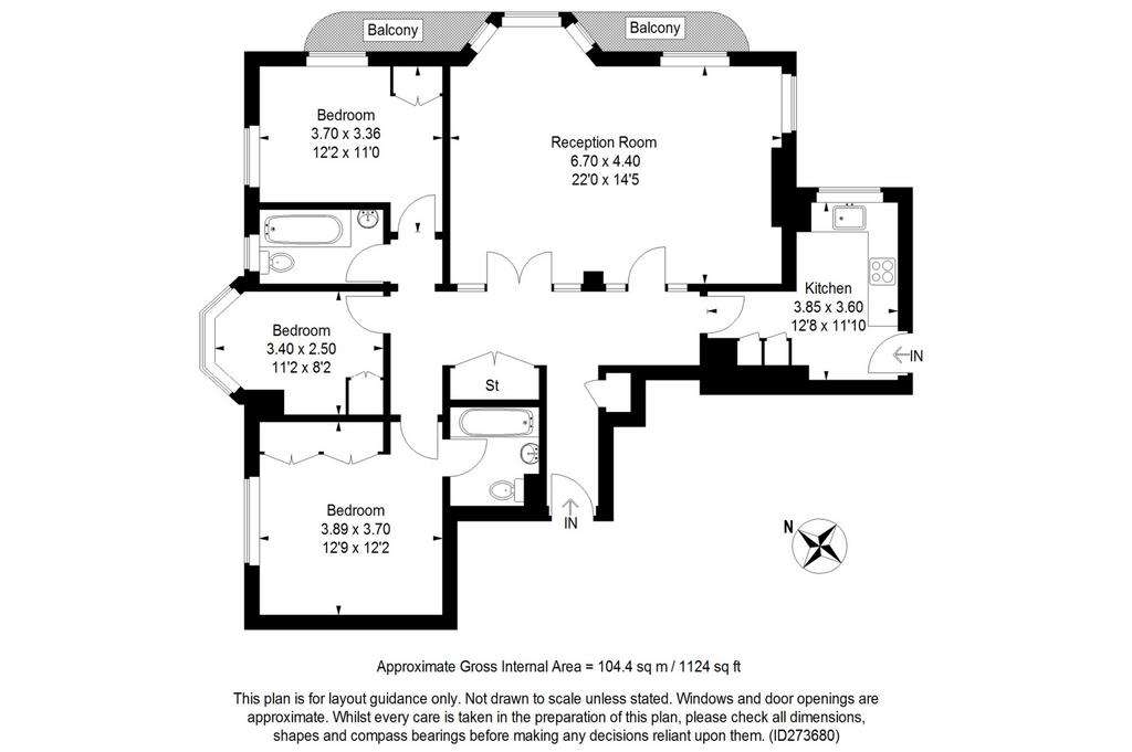 3 bedroom flat to rent - floorplan