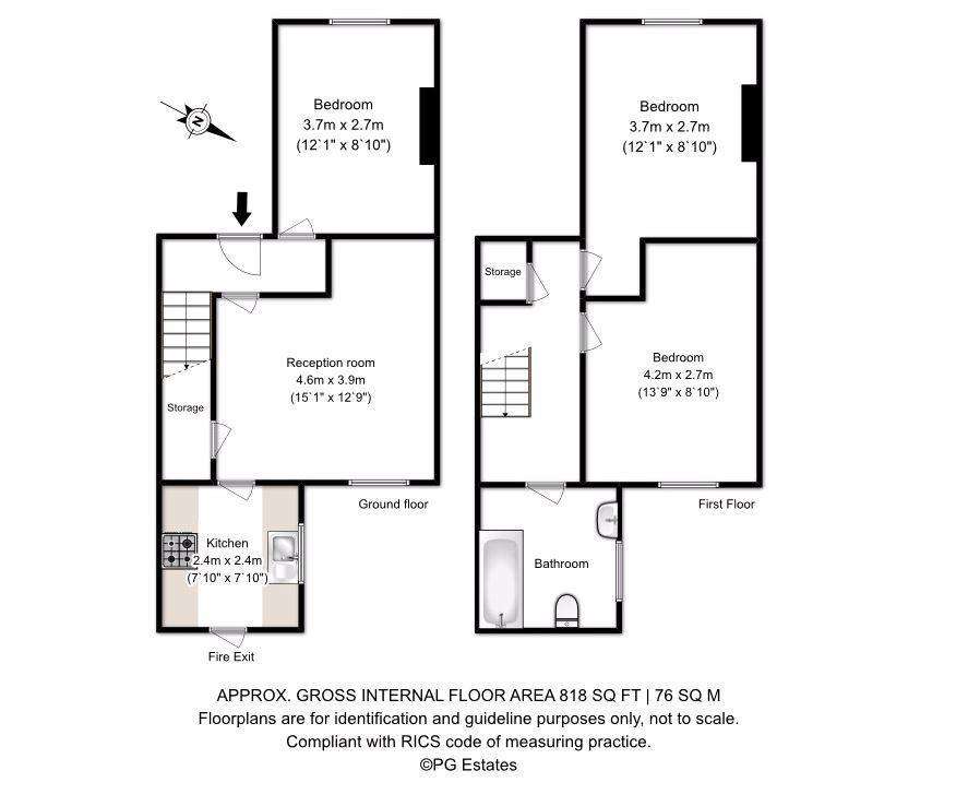 3 bedroom maisonette to rent - floorplan