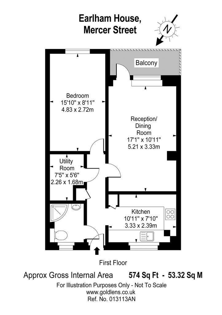 1 bedroom flat to rent - floorplan