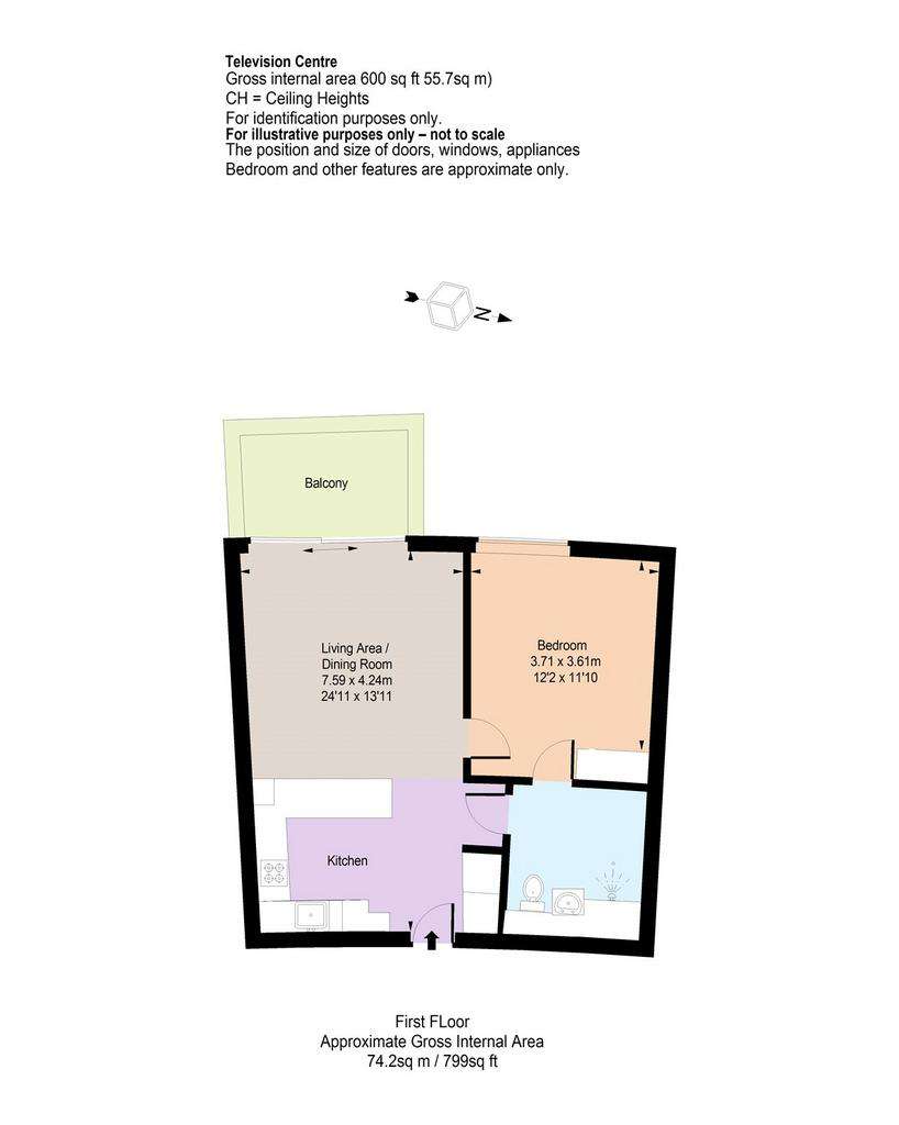 1 bedroom flat to rent - floorplan