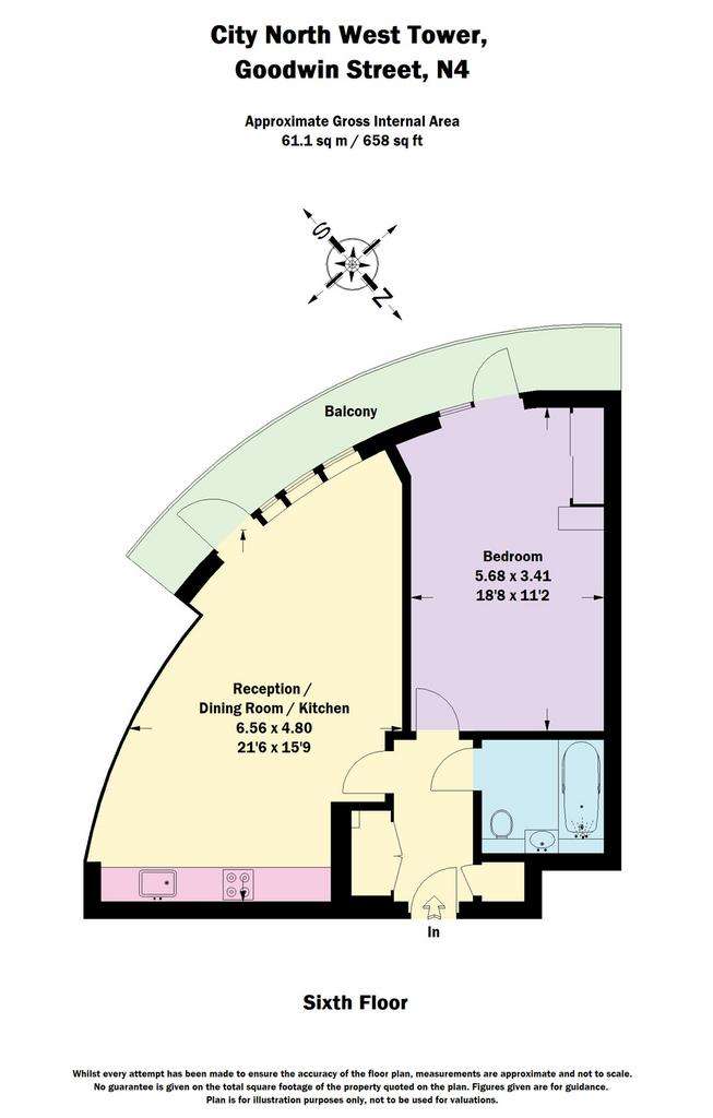 1 bedroom flat to rent - floorplan