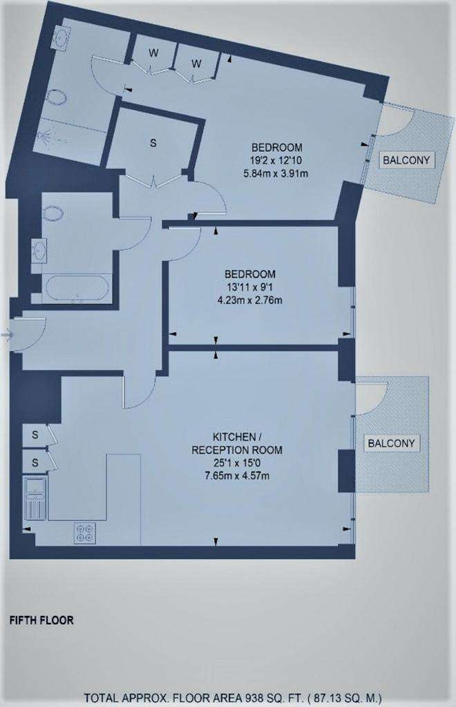 2 bedroom flat to rent - floorplan