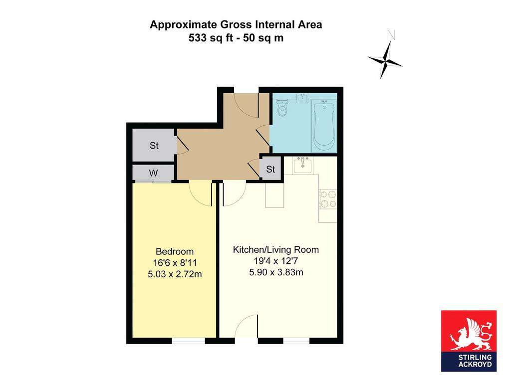 1 bedroom flat to rent - floorplan