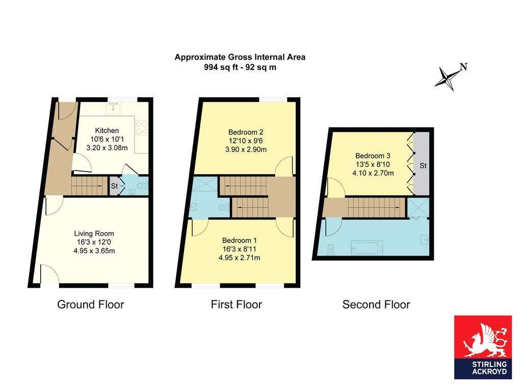 3 bedroom end of terrace house to rent - floorplan