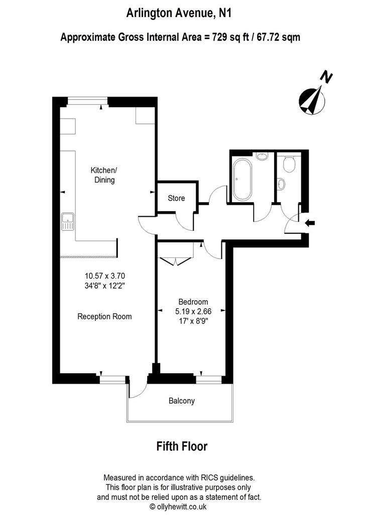 1 bedroom penthouse apartment to rent - floorplan