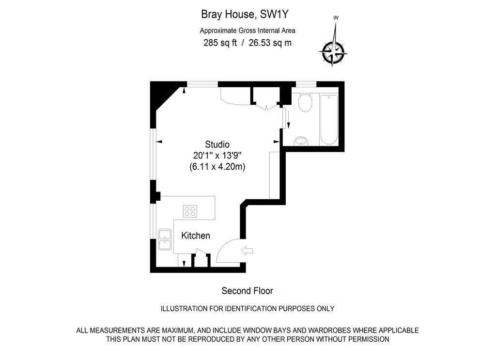 Studio flat to rent - floorplan