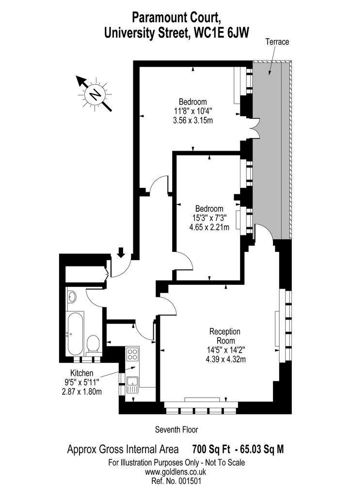 2 bedroom flat to rent - floorplan