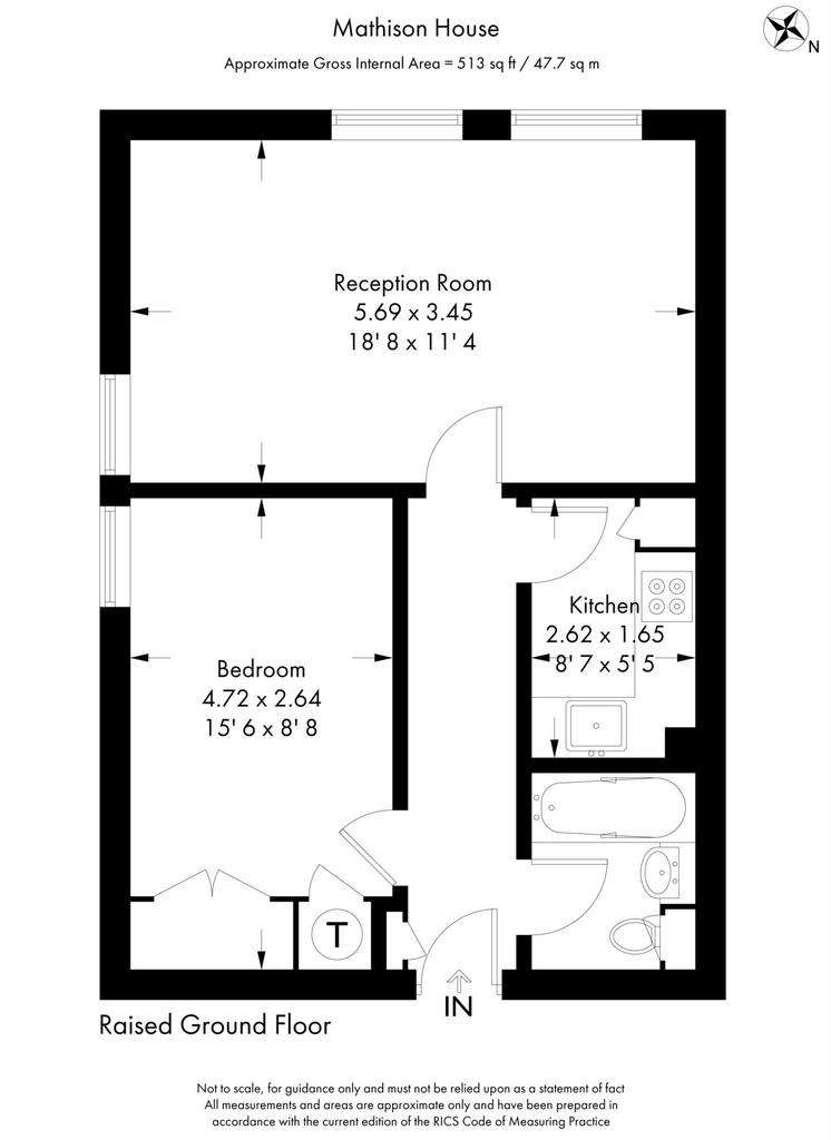 1 bedroom flat to rent - floorplan