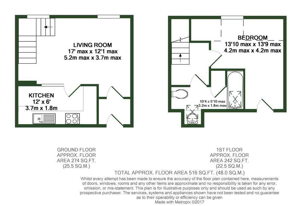 1 bedroom duplex apartment to rent - floorplan