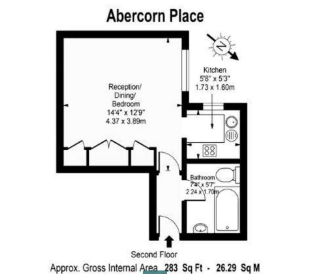 Studio flat to rent - floorplan