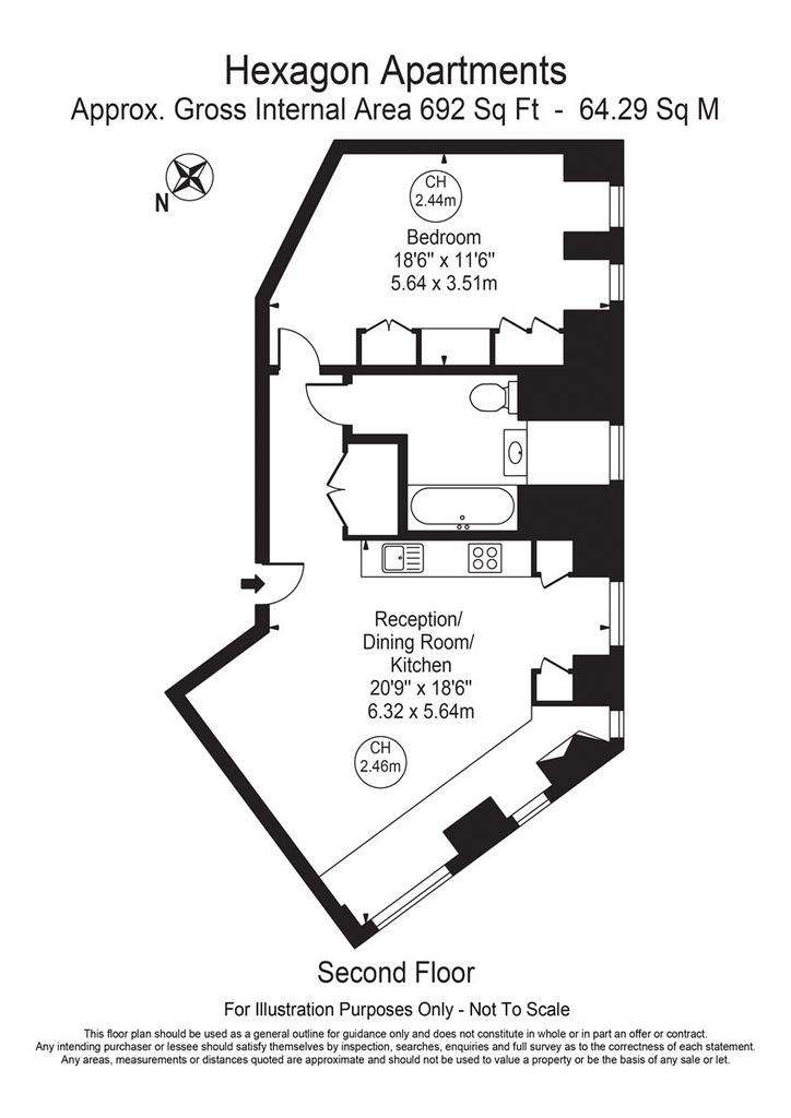 1 bedroom flat to rent - floorplan