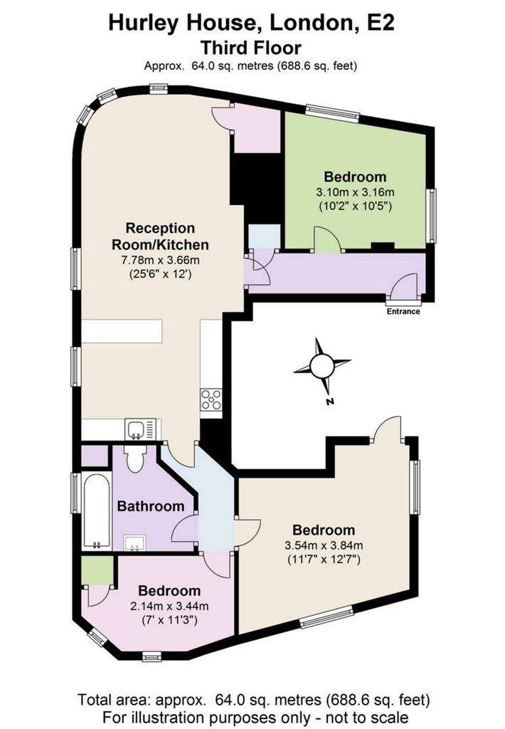 3 bedroom flat to rent - floorplan