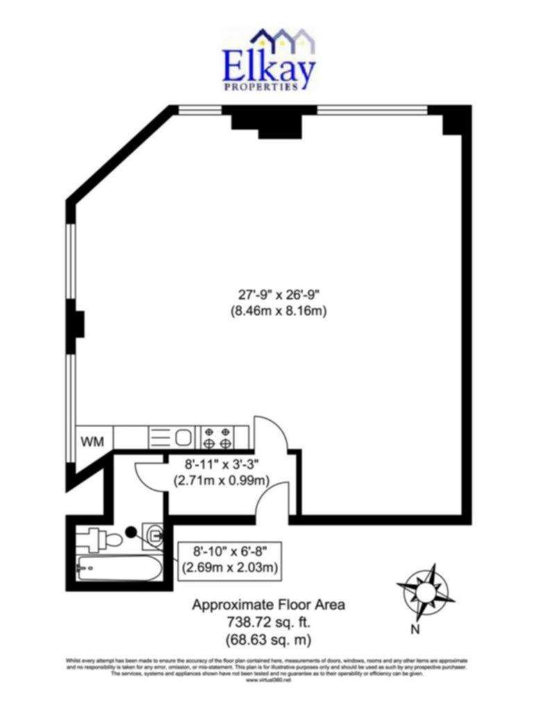 Studio flat to rent - floorplan