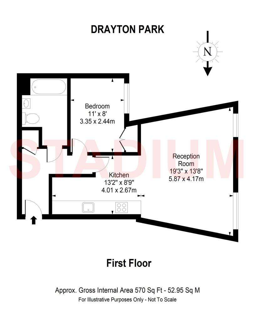 1 bedroom flat to rent - floorplan