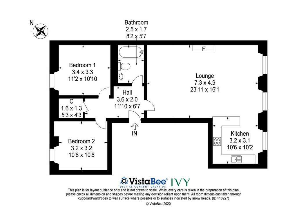 2 bedroom flat to rent - floorplan