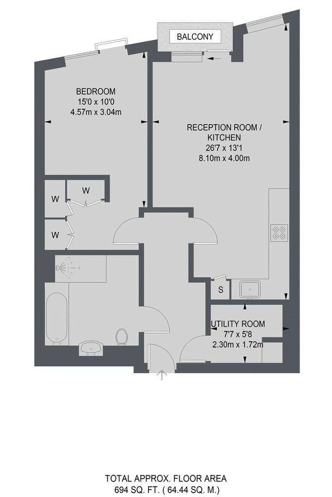 1 bedroom flat to rent - floorplan