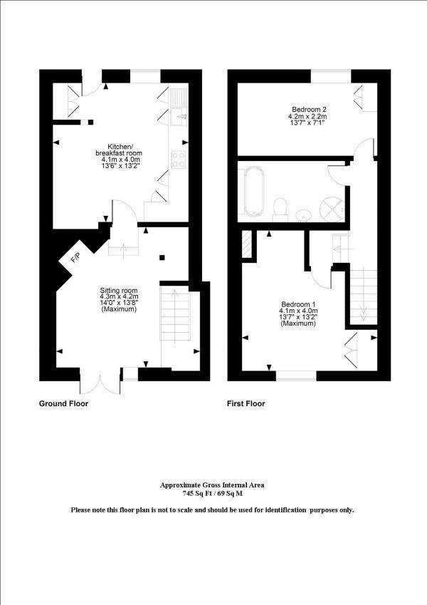 2 bedroom cottage to rent - floorplan