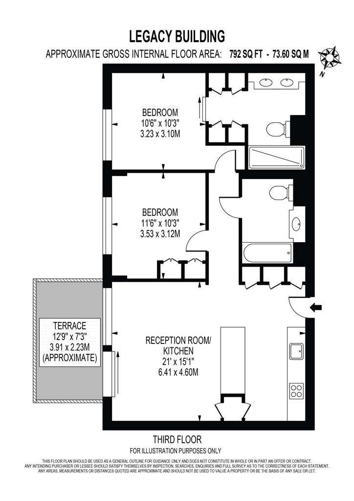 2 bedroom flat to rent - floorplan