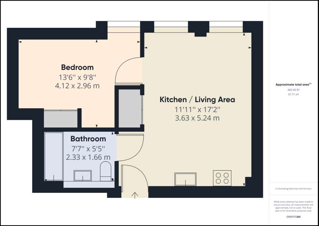 1 bedroom flat to rent - floorplan