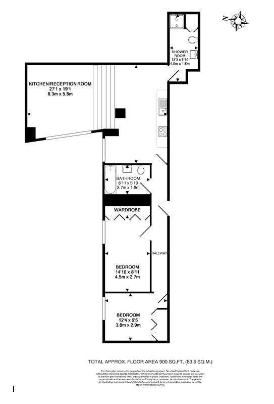 2 bedroom flat to rent - floorplan